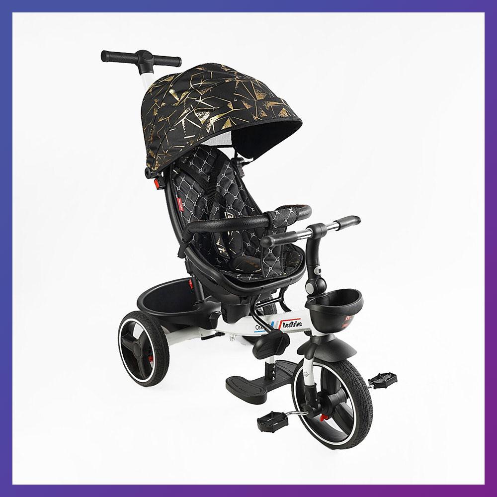 Дитячий триколісний велосипед — коляска Best Trike Oscar 6390 / 10-960 з батьківською ручкою Чорний