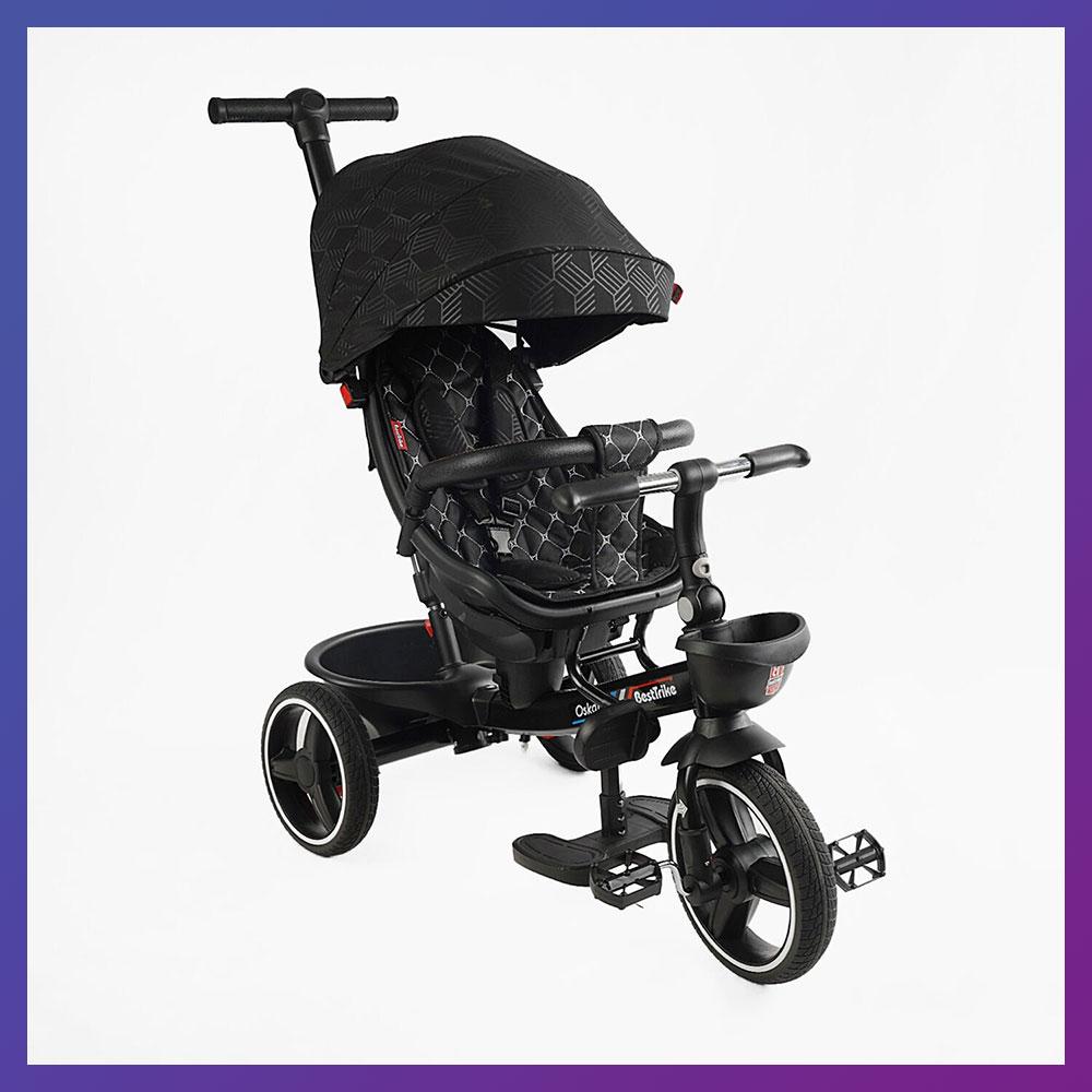 Дитячий триколісний велосипед-коляска Best Trike Oscar 6390 / 26-302 з батьківською ручкою Чорний