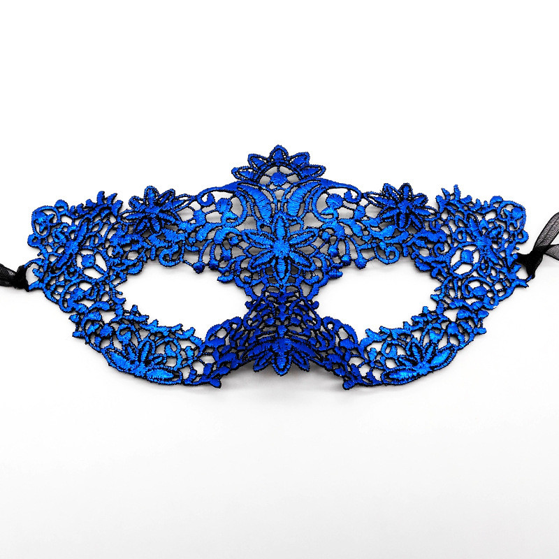 Маска із мережива маскарадна на лице one size синій, фото 1