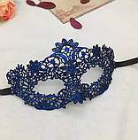 Маска із мережива маскарадна на лице one size синій, фото 2