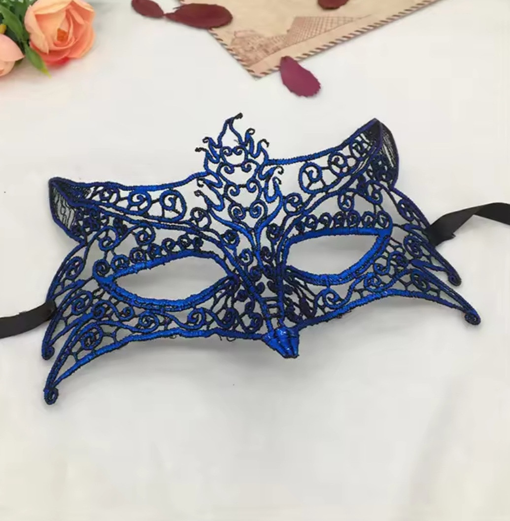 Маска карнавальна Лисиця на лице one size синій, фото 1