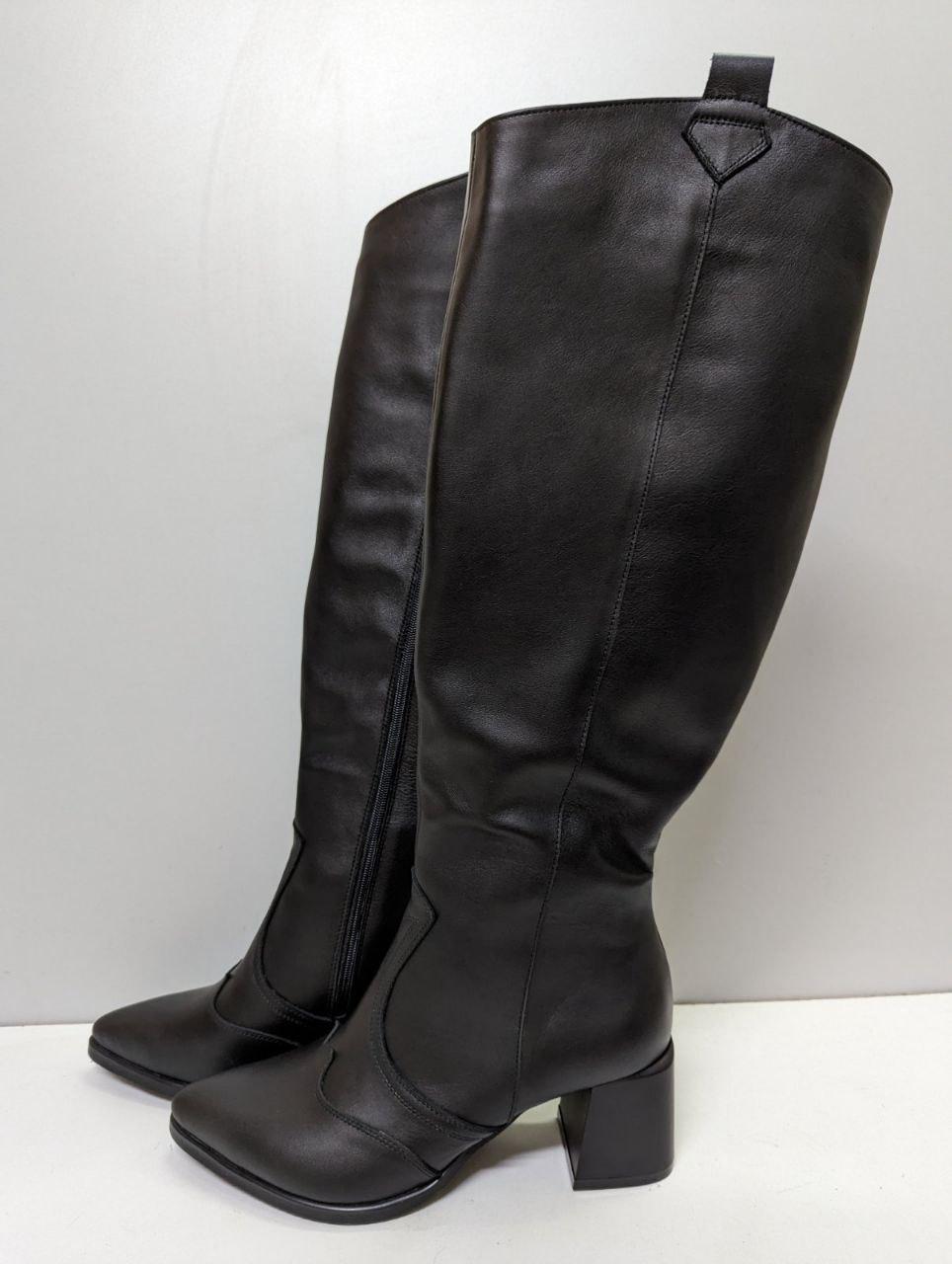 STTOPA демі. Висота 42 см. Розміри 36-43. Чоботи великих розмірів шкіряні. Каблук 6,5 см. 251-3643-65 Чорні, фото 1