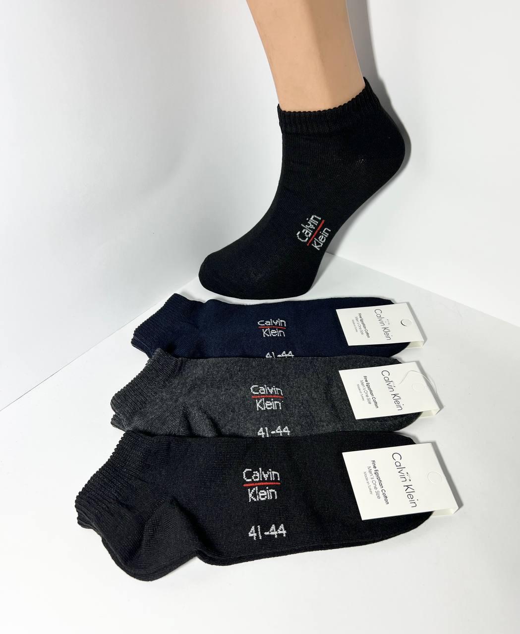 Шкарпетки чоловічі 12 пар демісезонні спортивні короткі з бавовни Calvin Klein розмір 41-44 темний мікс кольорів