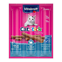 Ласощі для котів Vitakraft Cat Stick Healthy камбала й Омега-3 3 шт. х 6 г Смакняшки для кішок