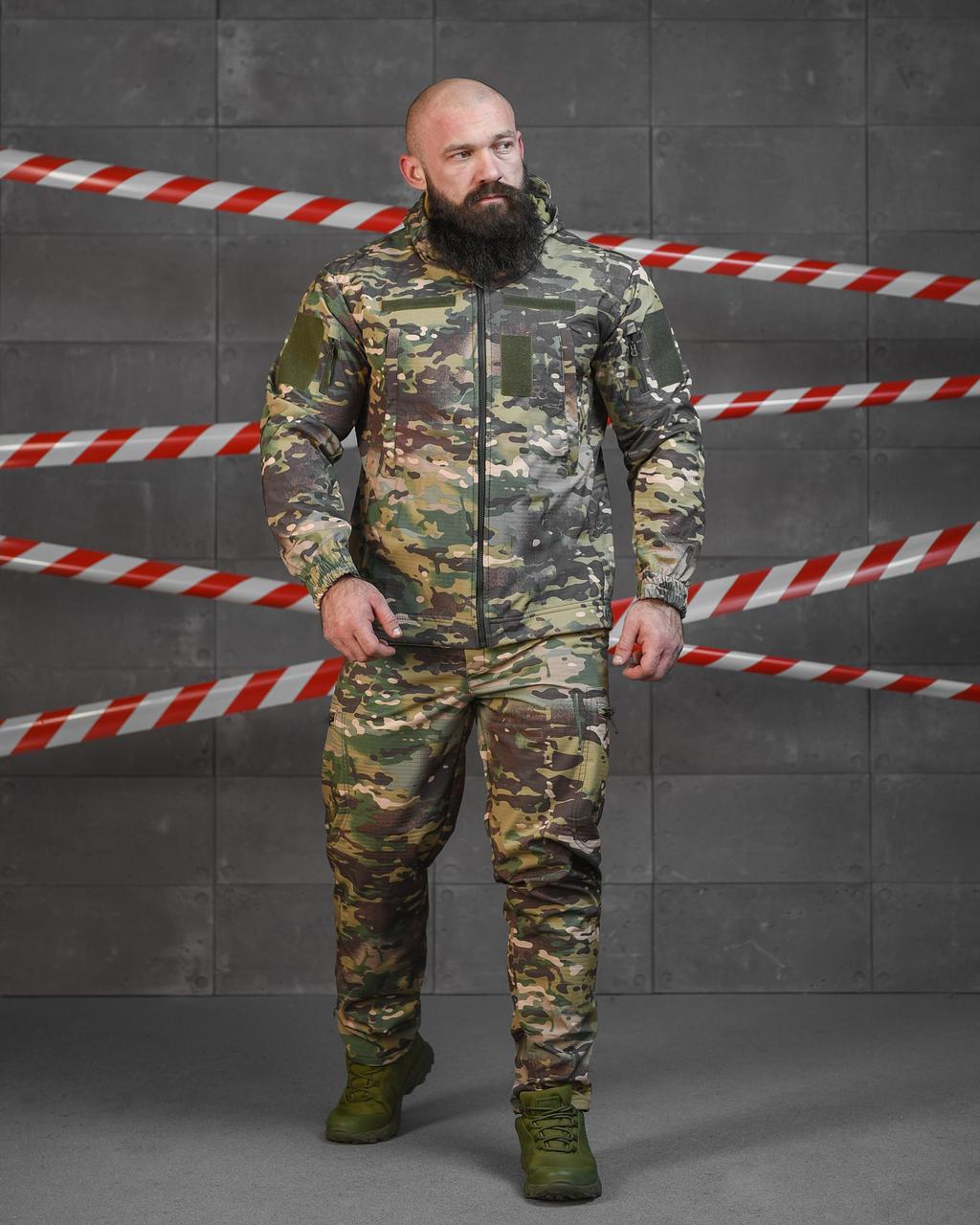 Тактичний костюм Multicam водонепроникний софтшел softshell весна демісезонна військова форма Мультикам куртка з капюшоном і штани - фото 1 - id-p1932401451