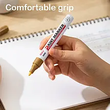 Маркер-фарба, Маркер перманентний Deli EU500 золотий, товщиною 2мм, кулеподібний, фото 2