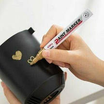 Маркер-фарба, Маркер перманентний Deli EU500 золотий, товщиною 2мм, кулеподібний, фото 3