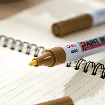 Маркер-фарба, Маркер перманентний Deli EU500 золотий, товщиною 2мм, кулеподібний, фото 4