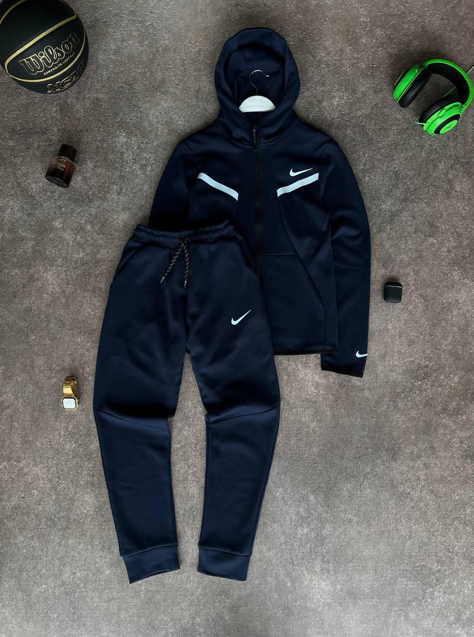 Костюм спортивний чоловічий синій весна-осінь з капюшоном Nike (Найк)