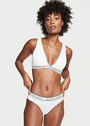 Комплект Білизни Victoria's Secret Cotton Wireless Lounge Топ-бралет і трусики-стрінги, Білий XS