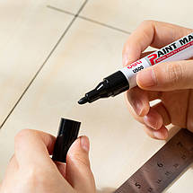 Маркер перманентний чорний, Deli EU500-BK, Маркер-фарба, 2мм, кулеподібний, фото 4