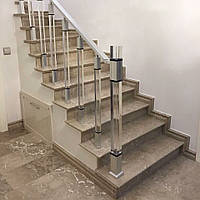 Акрилові перила Pleksiglass срібло стійка квадрат, поручень профільний