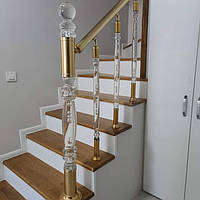 Акрилові перила PleksiGlass золото стійка класика 1 у сходинку