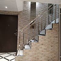 Перила нержавіючі на сходи з вертикальними леєрами 1