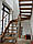 Перила нержавіючі на сходи з дерев'яним поручнем, фото 3