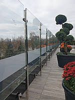 Перила нержавіючі на балкон квадратні  зі склом