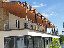 Перила нержавіючі на балкон квадратні  з леєрами 1