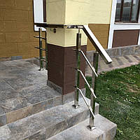 Перила нержавіючі на ганок квадратні з леєрами