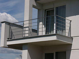 Перила нержавіючі на балкон квадратні  з леєрами 5