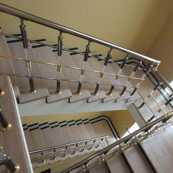 Перила акрилові Pleksi Glass шампань зі вставками золтота  1