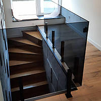 Перила скляні ,ніжка з нержавіючої сталі на сходи 6