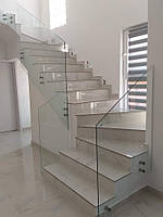 Перила скляні на точках з алюмінію 2