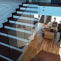 Перила скляні ,ніжка з нержавіючої сталі на сходи 7