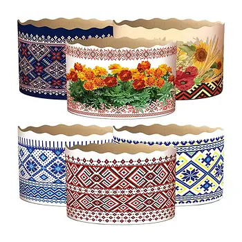 Форма для пасхи паперова "Візерунок", форма для випічки паски 130х85 мм, набір 50 шт Традиційний