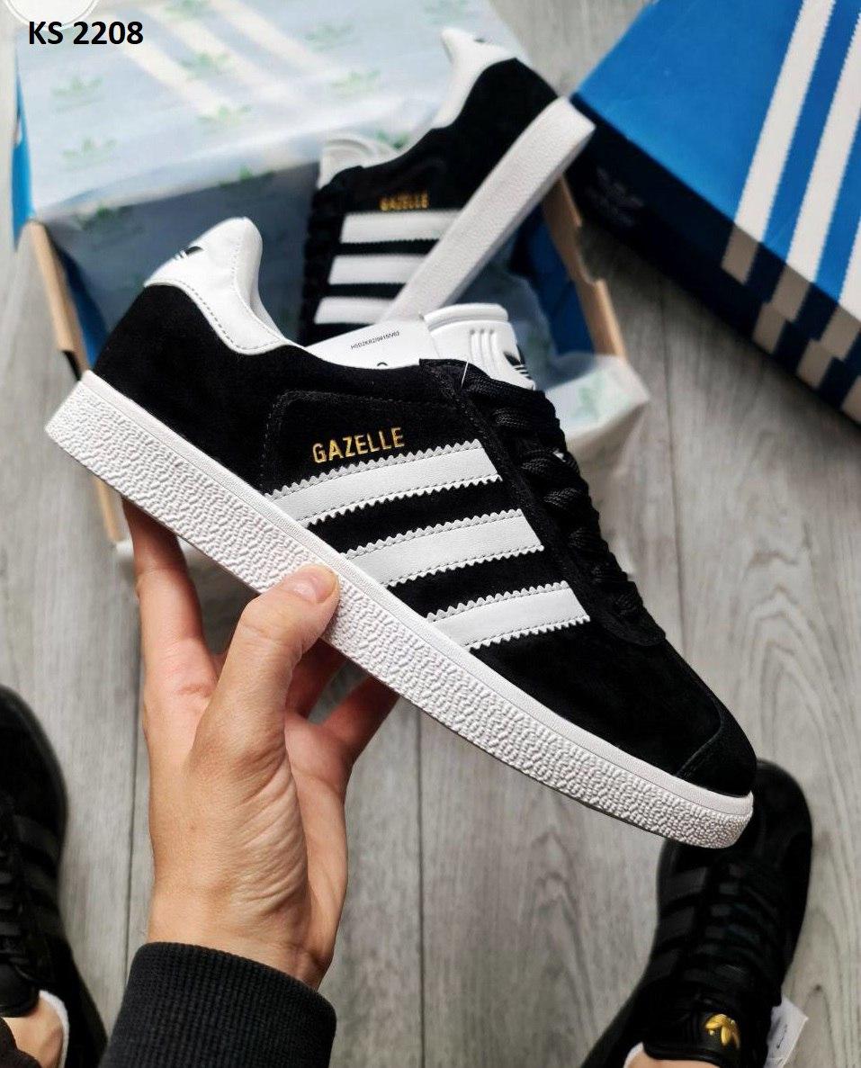 Чоловічі кросівки Adidas Gazelle Black White (чорні з білим) повсякденні кроси KS 2208 Адідас vkross