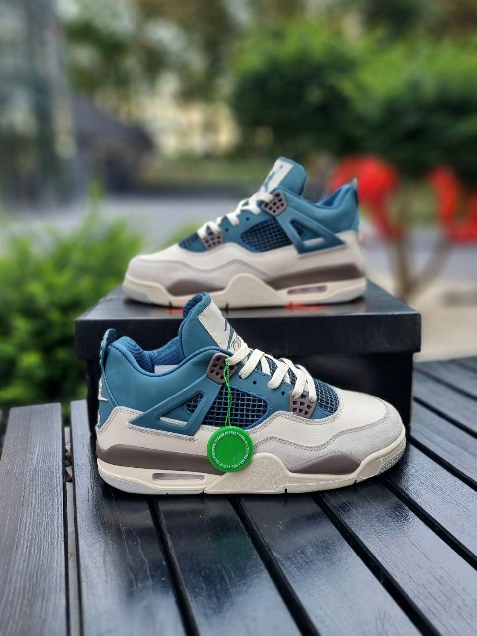 Чоловічі кросівки Nike Air Jordan 4 Premium (біло-сині) високі повсякденні кроси 01181 Найк vkross