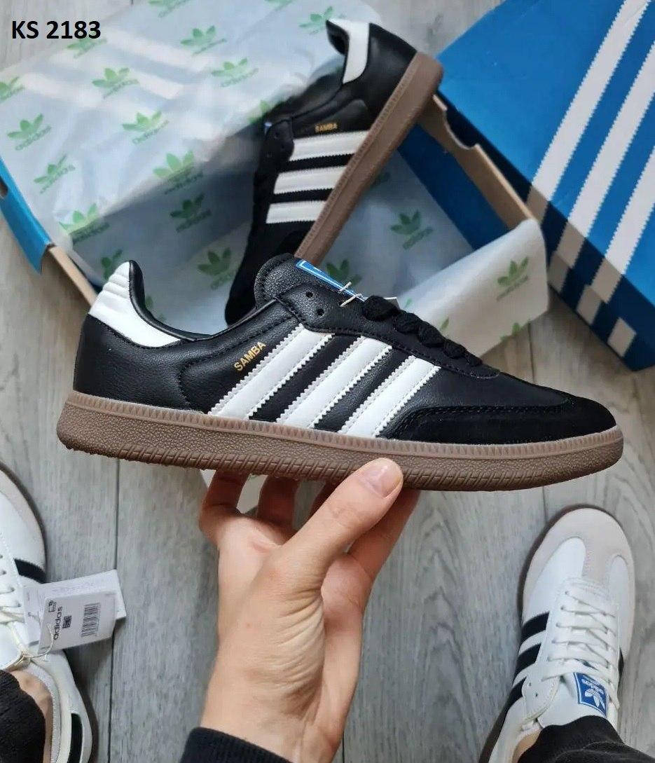 Чоловічі кросівки Adidas Samba Black White (чорні з білим) стильні повсякденні KS 2183 Адідас vkross