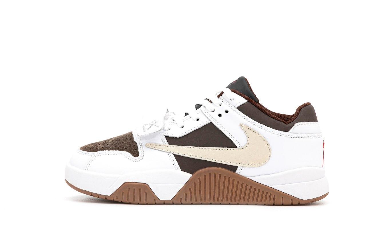 Чоловічі кросівки Nike Air Jordan Cut The Check x Travis Scott (білі з коричневим) повсякденні 14904 Найк vkross, фото 1