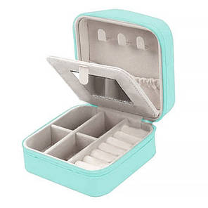 Скринька Casegrace SP-01194 Turquoise для прикрас і ювелірних виробів портативна з дзеркалом на клямці, фото 4