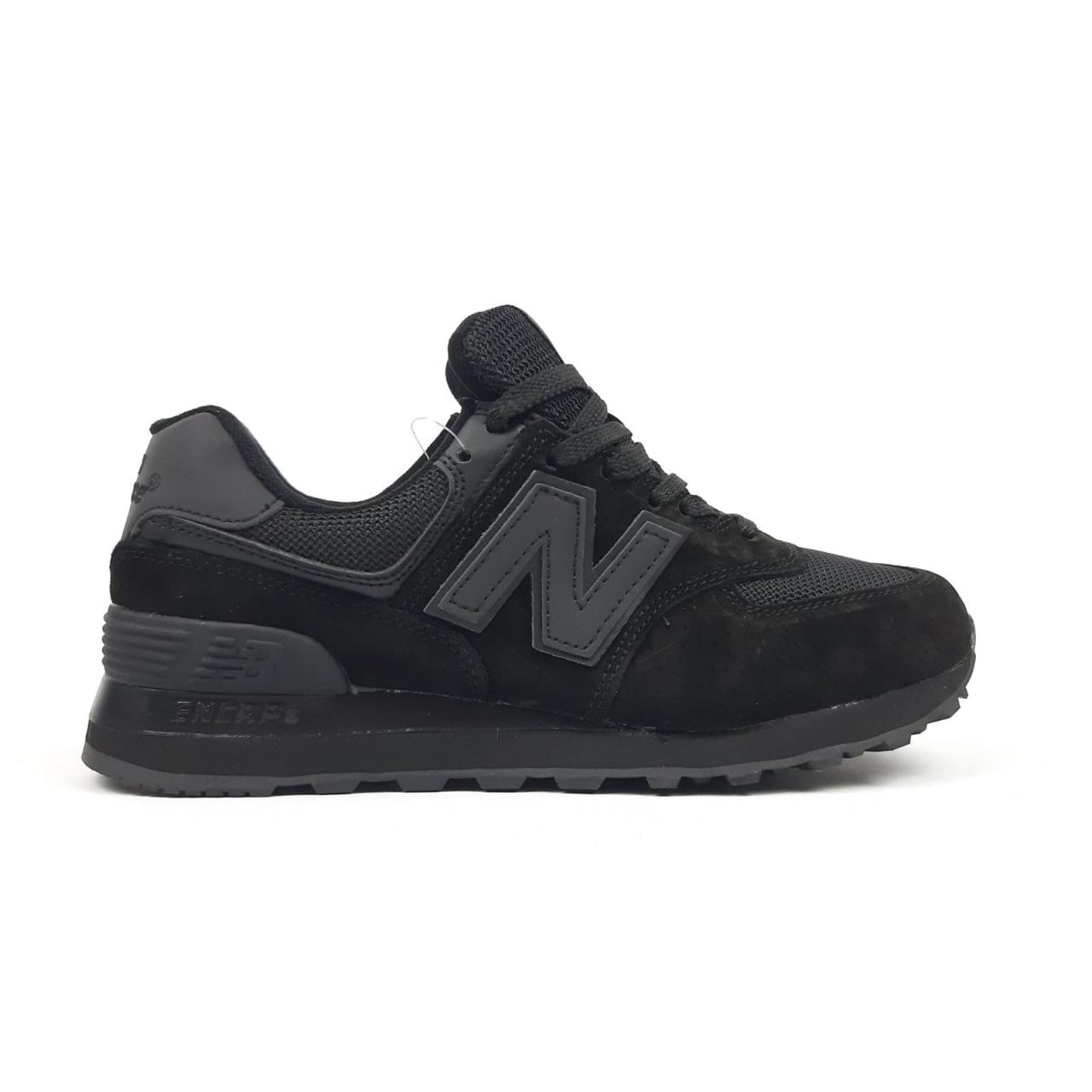 Жіночі демісезонні кросівки New Balance 574 Classic (чорні) спортивні кроси 21021 Нью Беленс vkross