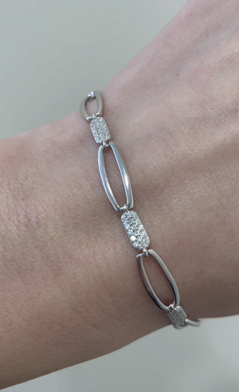 Срібний жіночій браслет з покриттям родій, фото 1