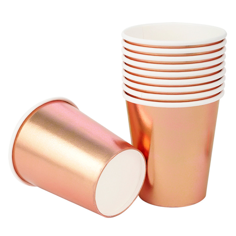 Стакани святкові одноразові "Рожеве Золото". Об `єм: 230мл. В упак: 10шт.