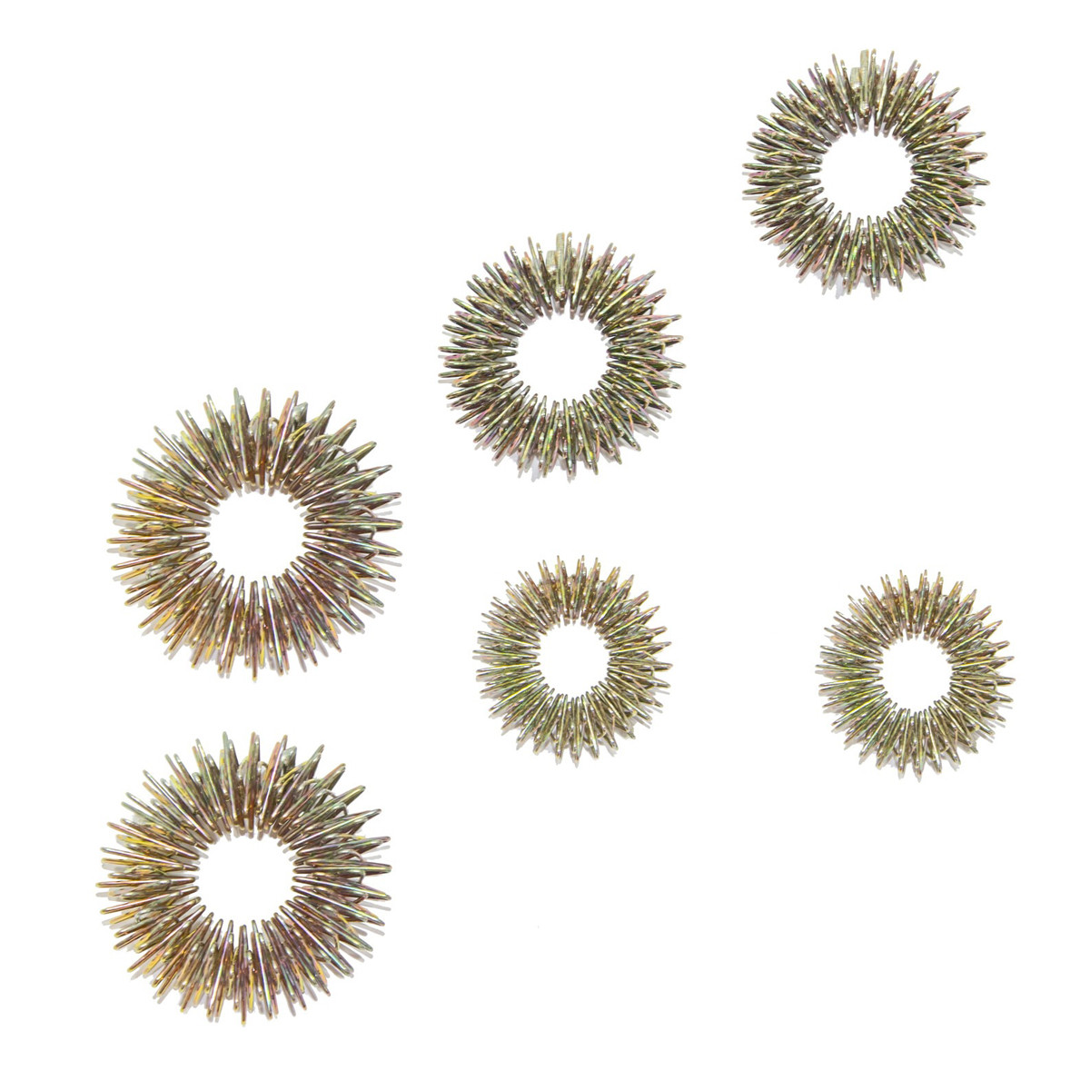 Комплект масажер су джок 3 кільця для пальців 2 шт., масажні кільця для пальців | масажері пружинне, фото 1