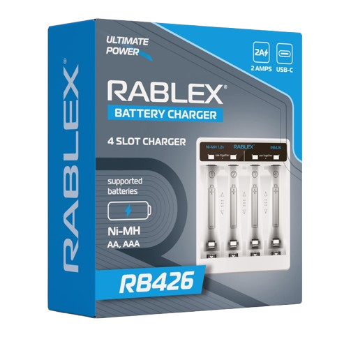 Зарядний пристрій Rablex RB426, 4xАА, ААА, 2A, Type-c