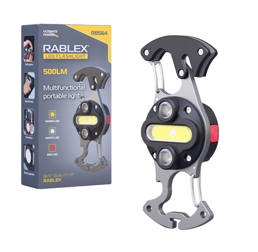 Ліхтар для кемпінгу Rablex RB564, Білий, Жовтий, Червоний, мультитул, Li-Ion акум., магніт, карабін, фото 1
