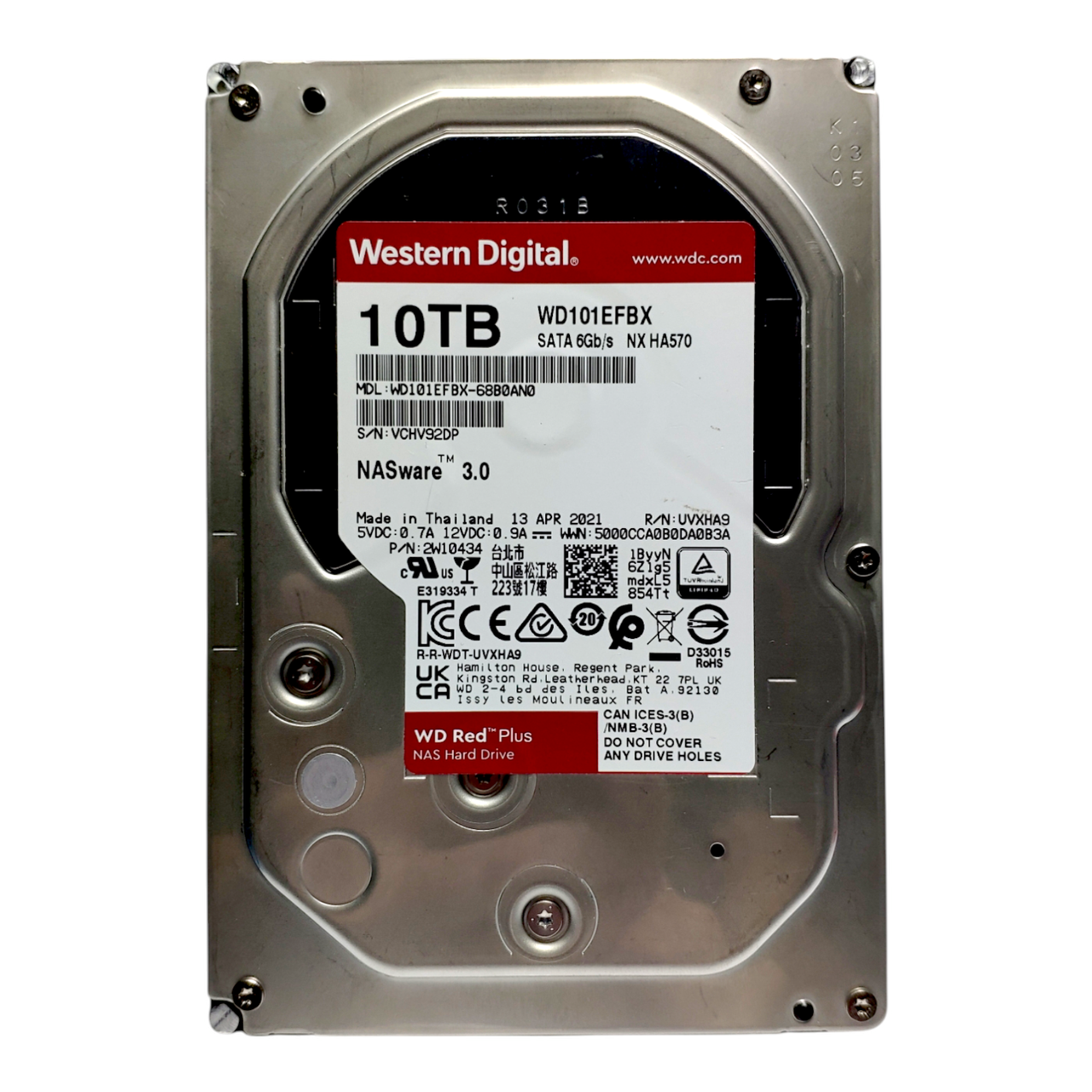 Жорсткий диск HDD 10TB 7200rpm 256MB SATA III 3.5 WD Red Plus WD101EFBX для NAS