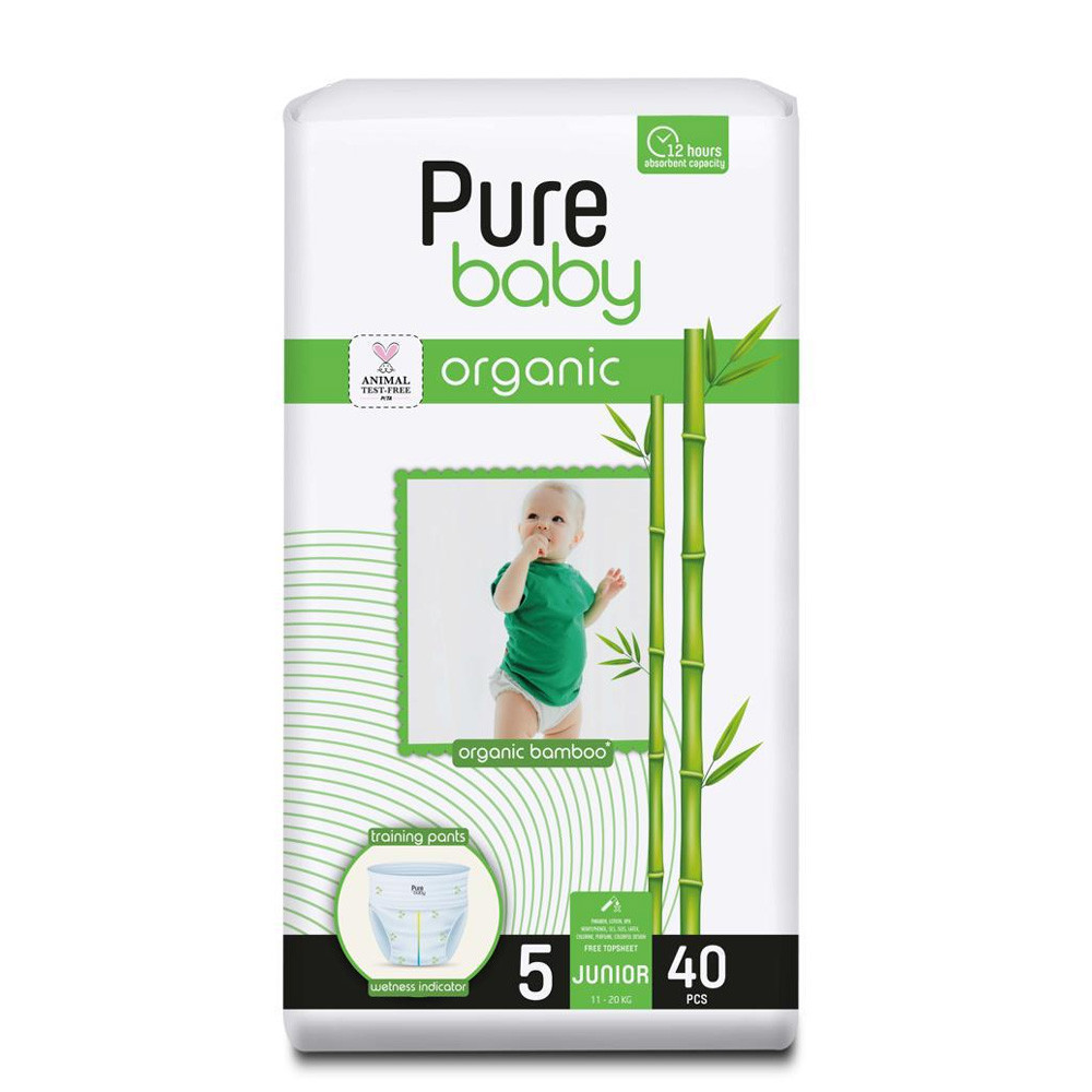 Підгузки-трусики дитячі Pure Baby Organic Bamboo Size 5 Junior 11-20 кг 40 штук