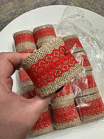 Стрічка мереживна мішковина червона