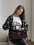 Сумка жіноча Prada Medium Suede Tote Bag через плече шоколад Прада, фото 4