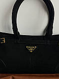 Сумка жіноча Prada Medium Suede Tote Bag через плече чорний Прада, фото 2