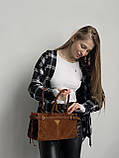 Сумка жіноча Prada Medium Suede Tote Bag через плече карамель Прада, фото 5