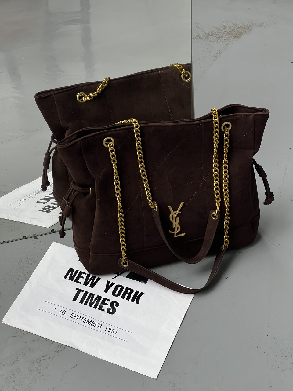 Сумка жіноча Yves Saint Laurent Jamie in Suede чорний шопер Ів Сен Лоран
