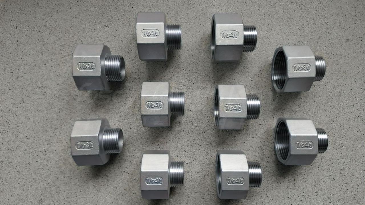 Футорка зворотна різьбова нержавіюча DN32х20 (1"1/4х3/4"), н/ж сталь AISI304, Class 150, BSPP, лита, фото 1