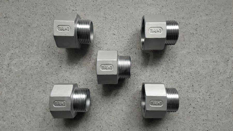 Футорка зворотна різьбова нержавіюча DN32х25 (1"1/4х1"), н/ж сталь AISI304, Class 150, BSPP, лита, фото 1