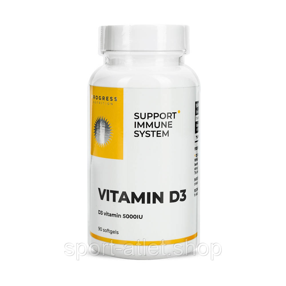Вітаміни та мінерали Progress Nutrition Vitamin D3 5000 IU, 90 капсул