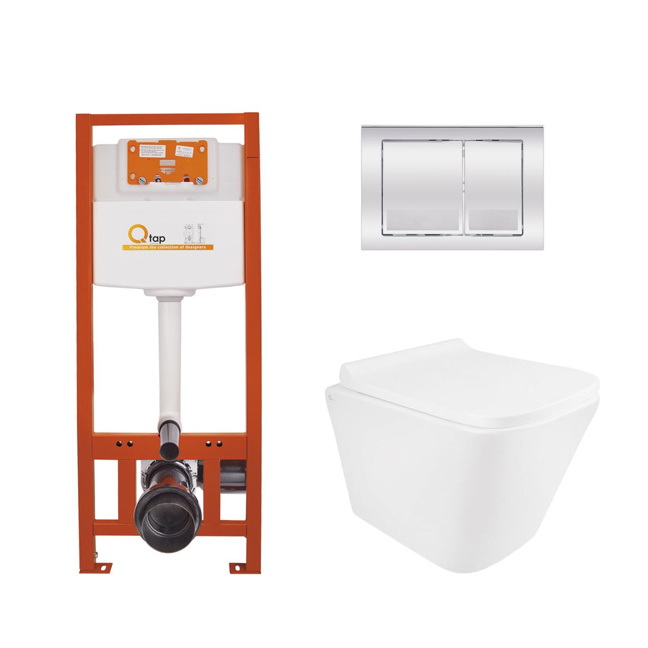 Готове рішення Qtap для ванної кімнати: підвісний унітаз Tern Ultra Quiet 490x365x325 + комплект інсталяції Nest 4 в 1 (квадратна